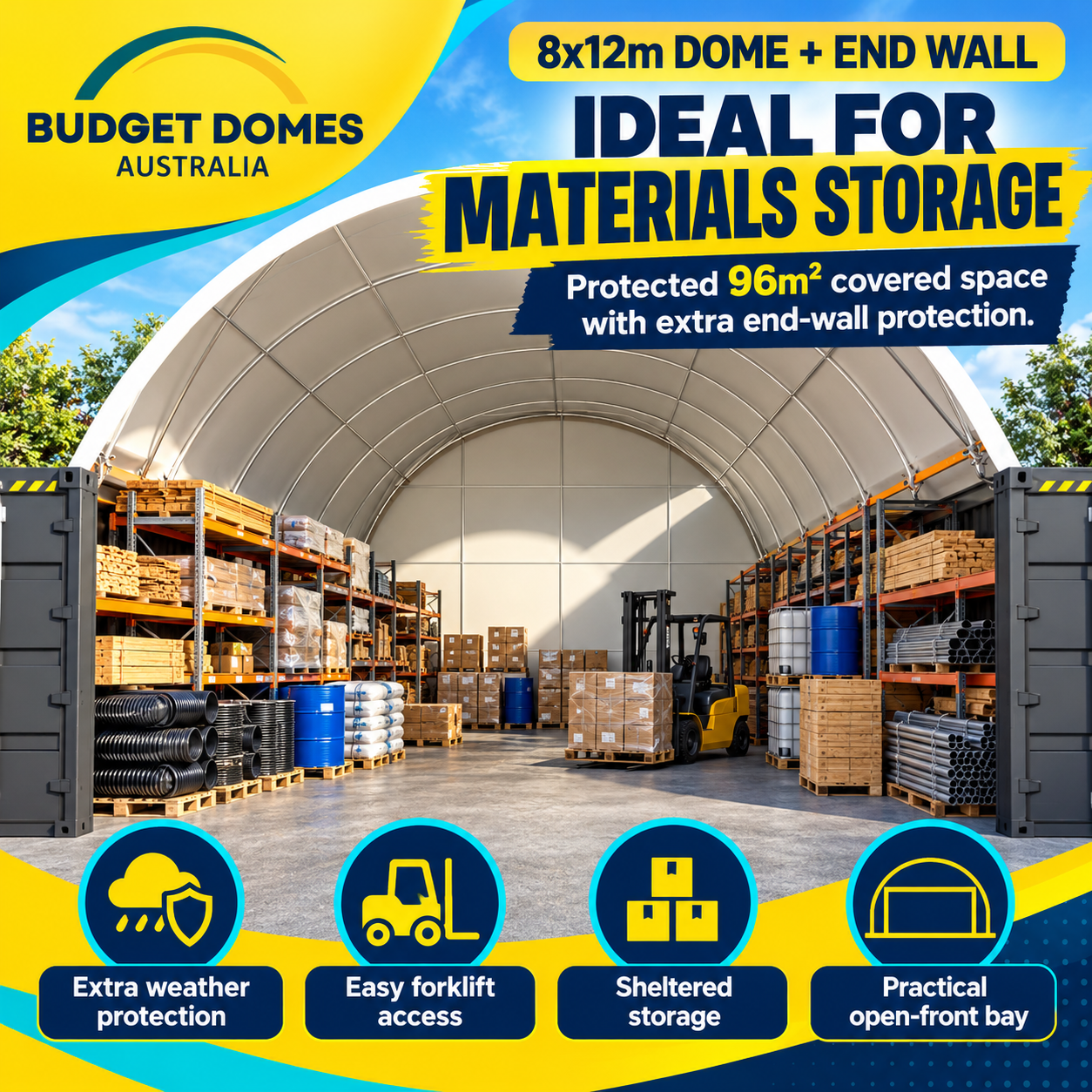 8x12m Dome + End Wall