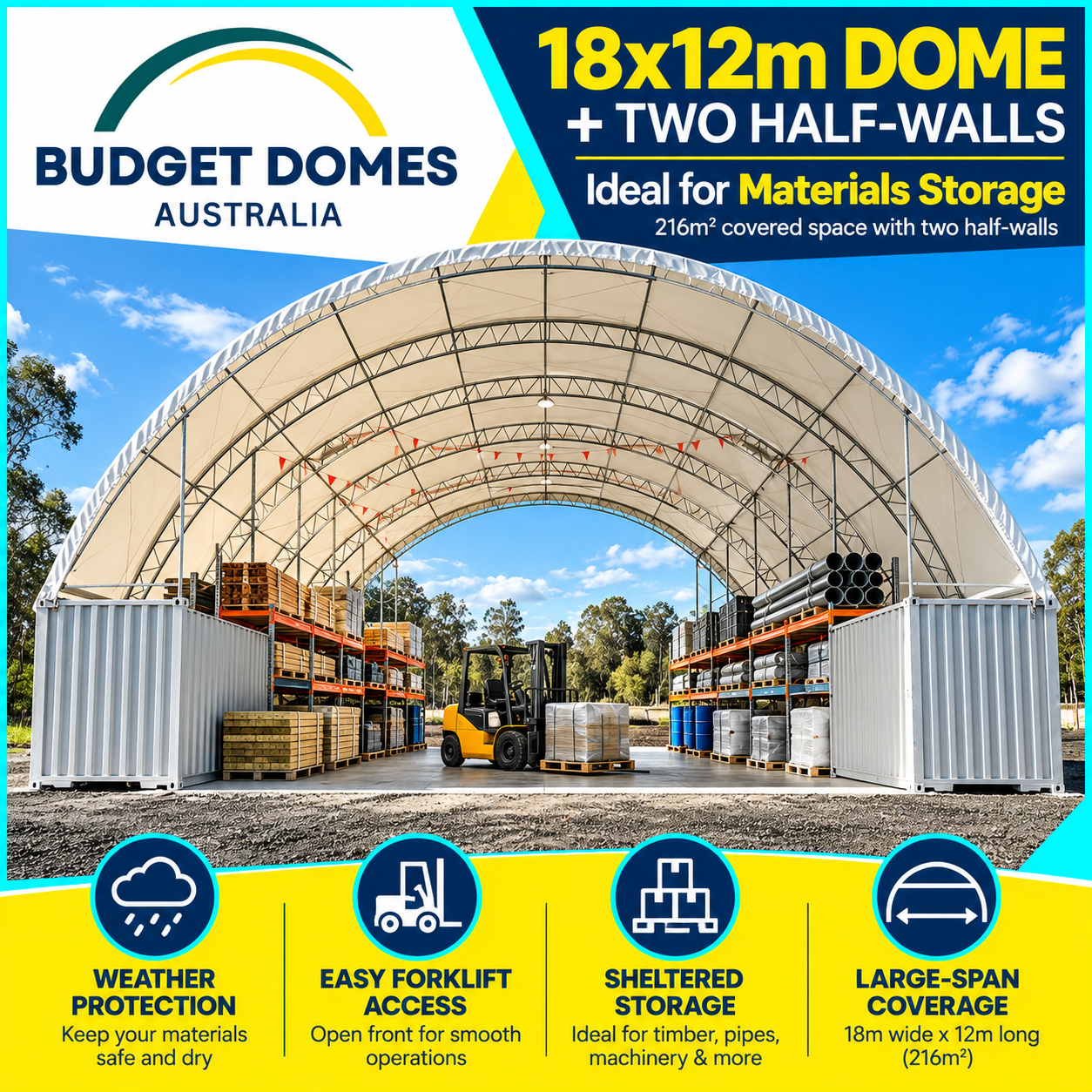 18x12m Dome + Two Half-Walls